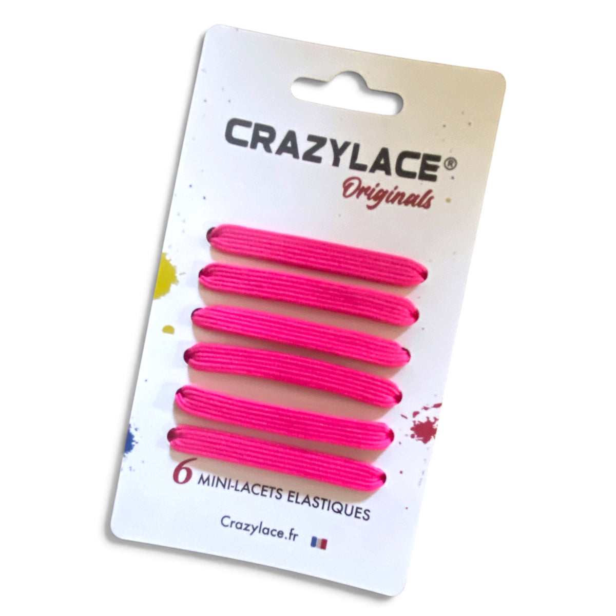 Mini flat elastic laces, Flash Fuchsia pink, with clips – Crazylace France