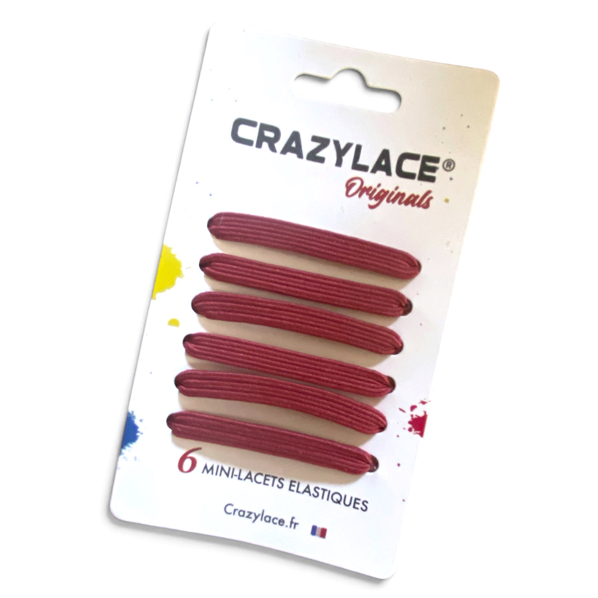 Mini-Lacets élastiques plats Bordeaux à barrettes – Crazylace France
