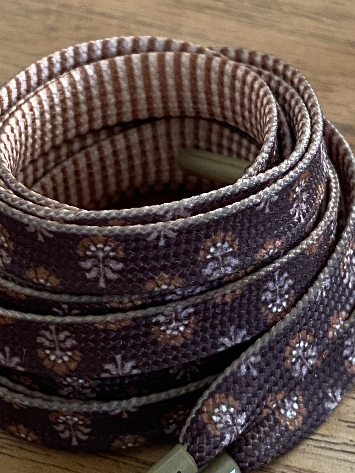 Double-Sided Provençal Floral & Brown Striped Laces – Limited Edition –
