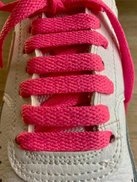 Lacets plats rose fuchsia pour chaussures et Sneakers en matière recyclée
