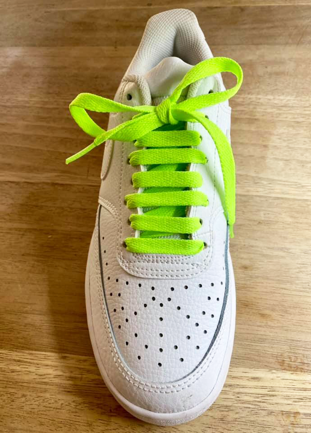 Lacets vert fluo pour des Sneakers Nike
