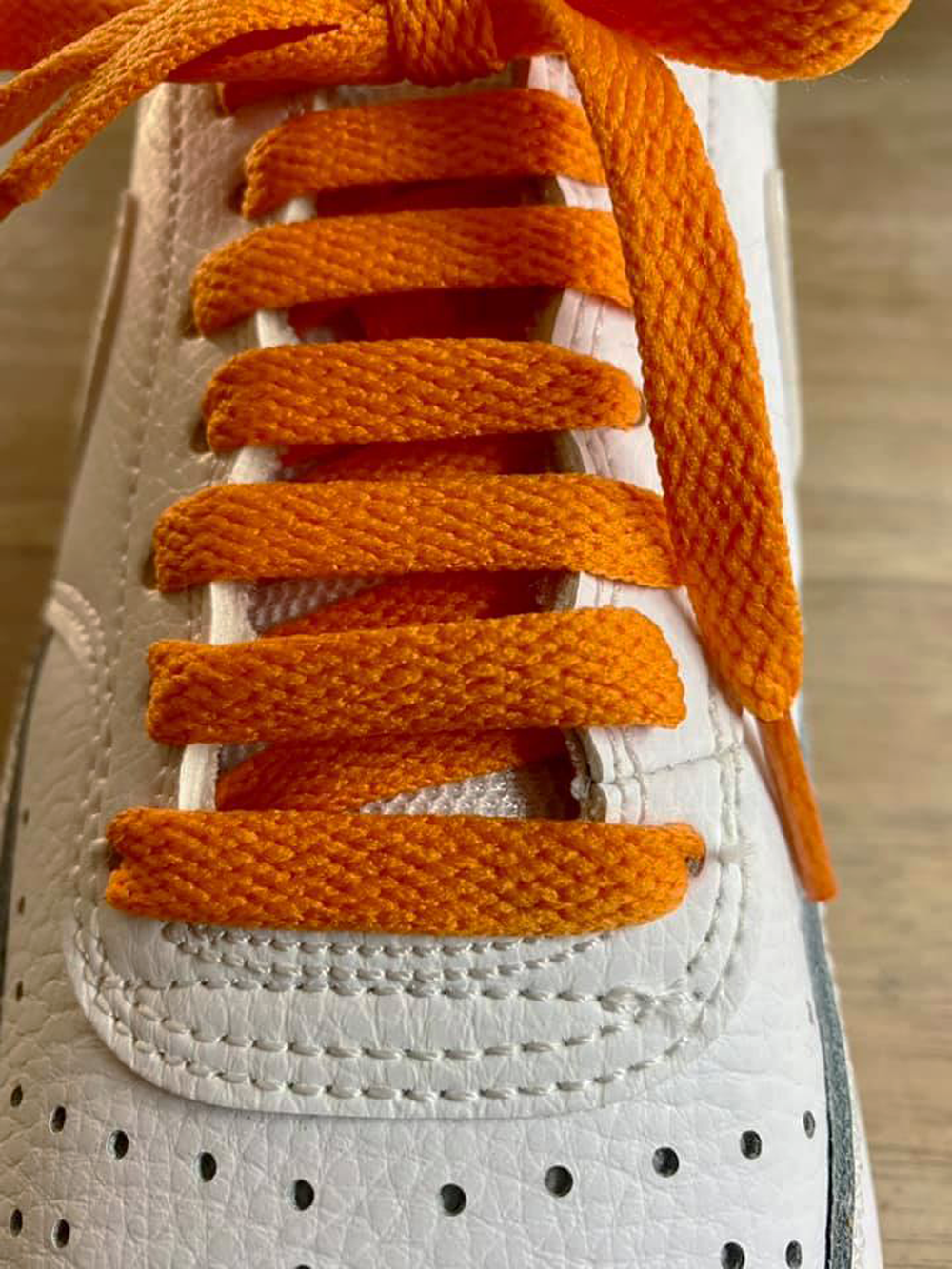 Lacets plats orange pour chaussures et Sneakers en matière recyclée