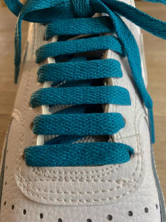Duck blue flat laces for sneakers and trainers | CrazyLace