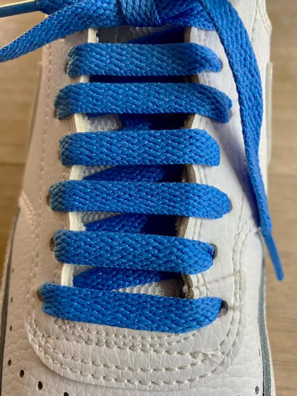 Azure blue flat laces for sneakers and trainers | CrazyLace