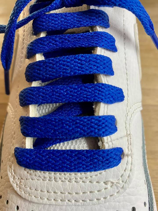 Royal blue flat laces for sneakers and trainers | CrazyLace