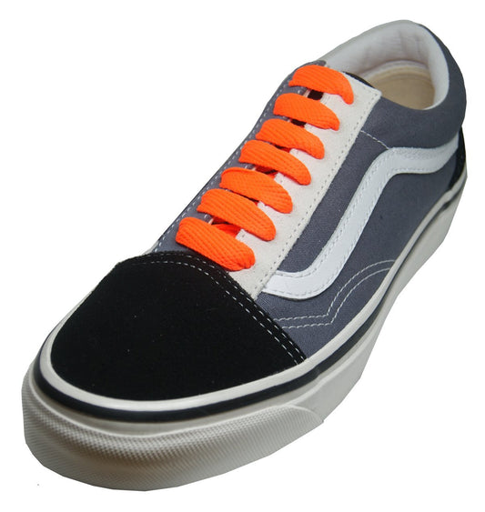 Lacets plats larges skateboard orange fluo