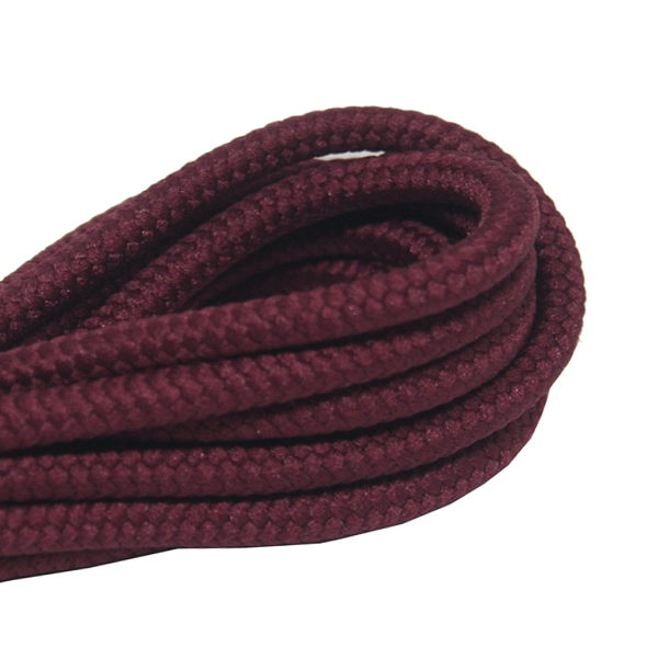 Thick round burgundy shoelaces