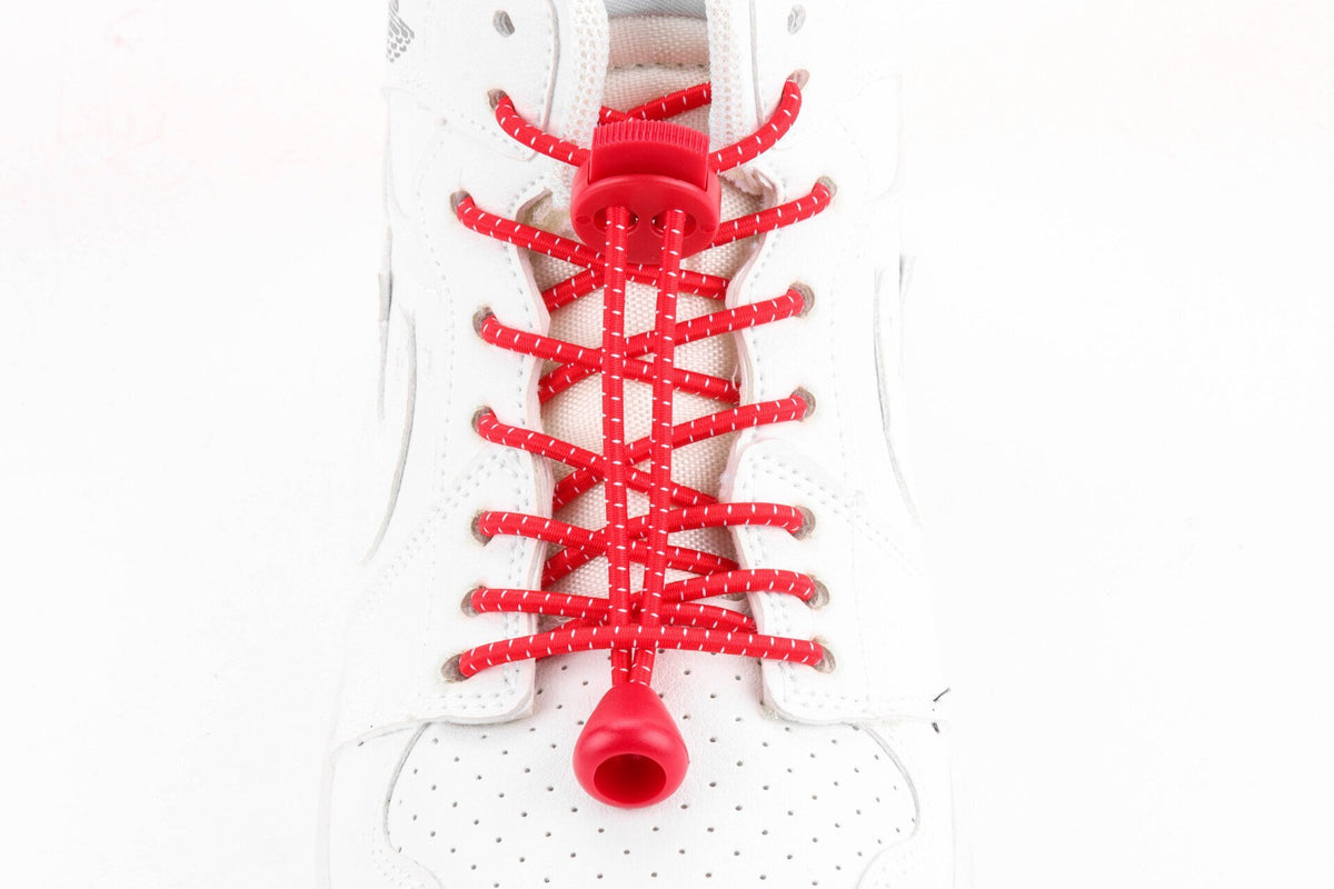 IRUN thin round red elastic laces