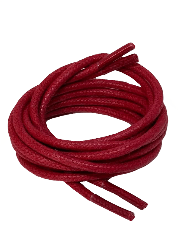 Thin round waxed poppy red shoelaces