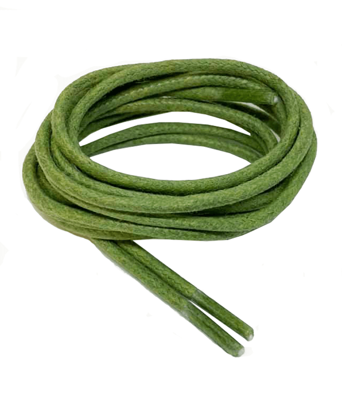 Thin round waxed olive green shoelaces