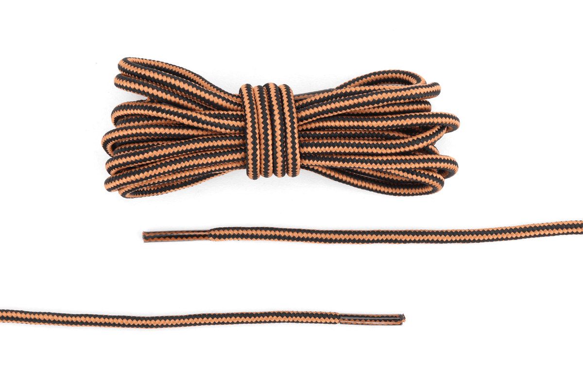 Copper and black hiking boot laces