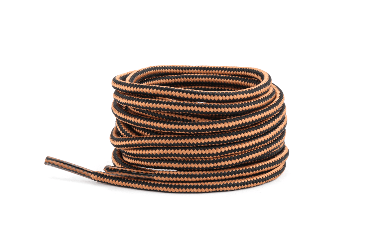 Copper and black hiking boot laces