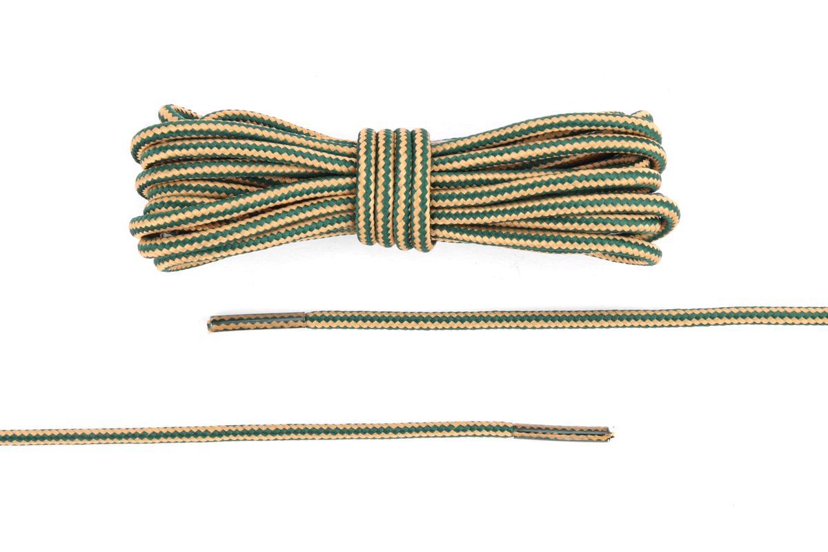 Pine green and caramel round trek laces