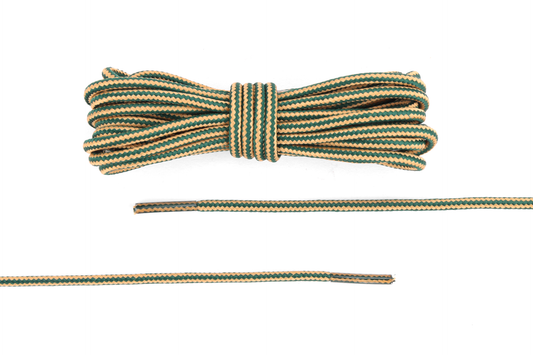 Pine green and caramel round trek laces