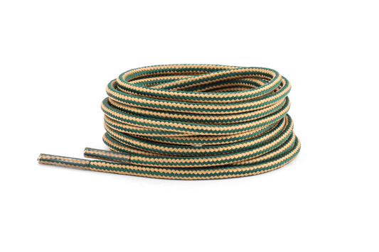 Pine green and caramel round trek laces