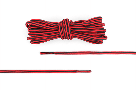 Red and black round trekking laces