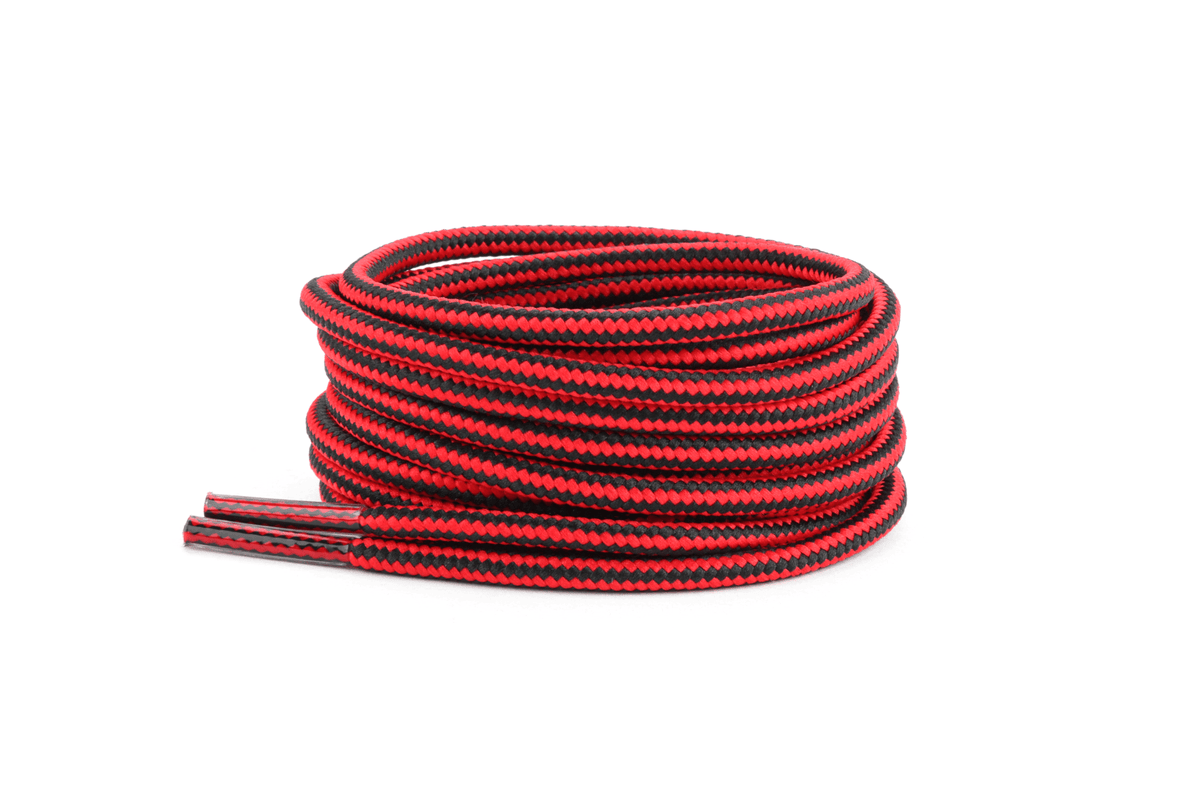 Red and black round trekking laces