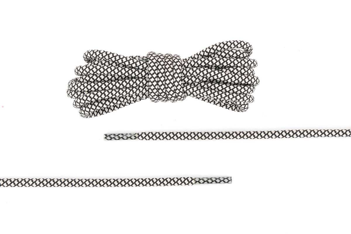 Black and white round rope laces