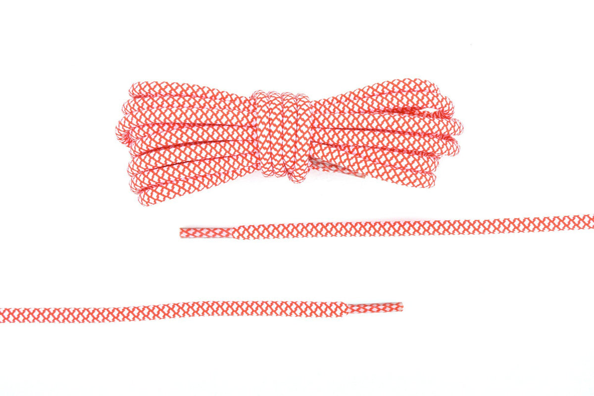 White and red round rope laces
