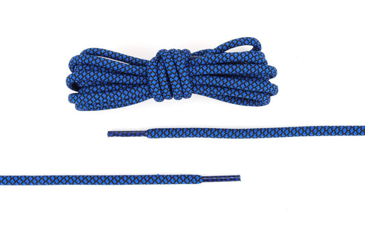 Royal blue and black round rope laces