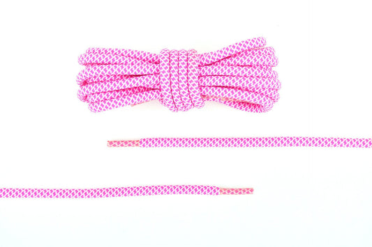 White and fuchsia round rope laces
