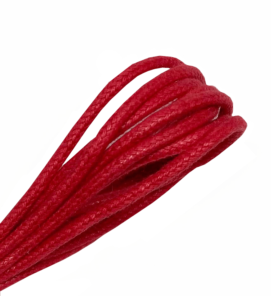 Thin round waxed poppy red shoelaces