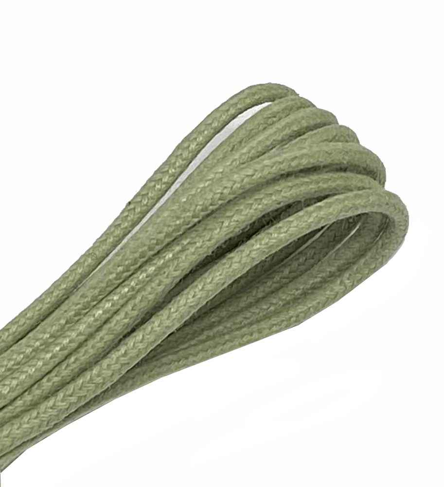Thin waxed round almond green laces