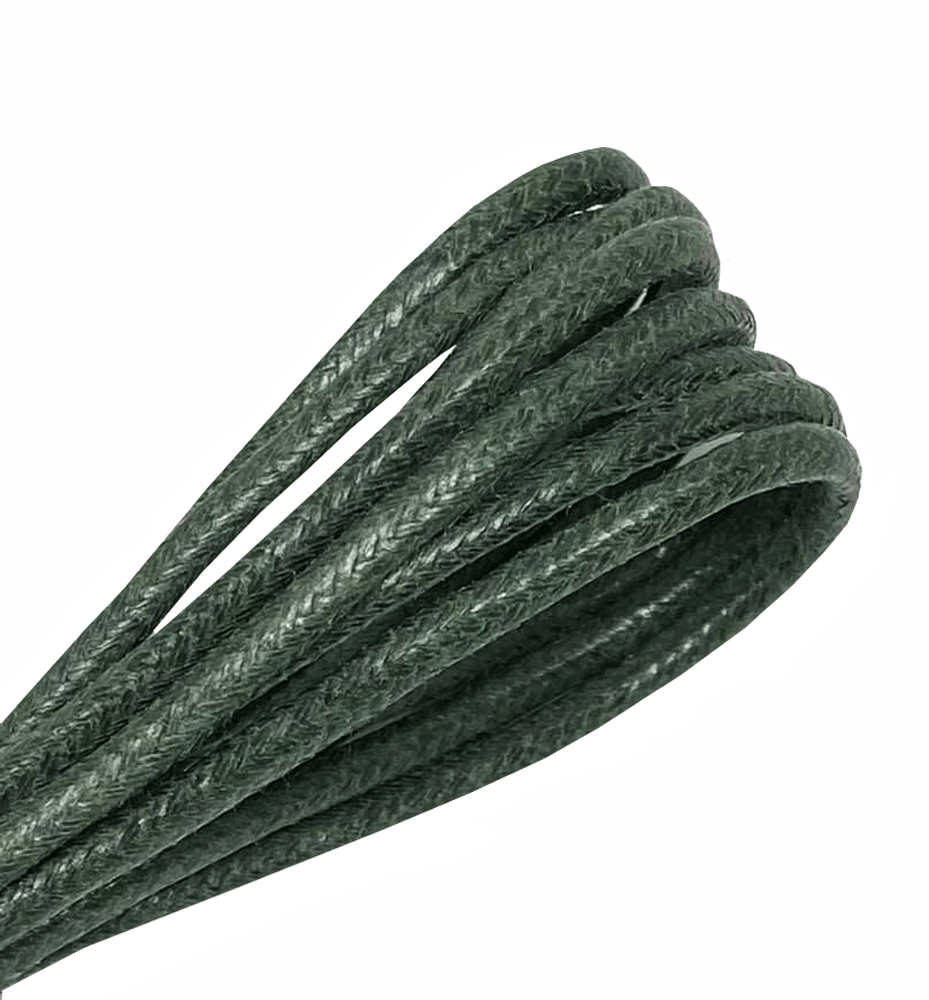 Thin round waxed forest green laces