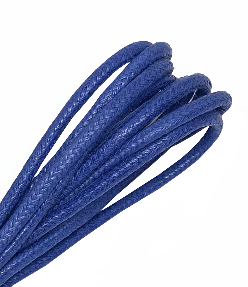 Thin waxed royal blue round laces