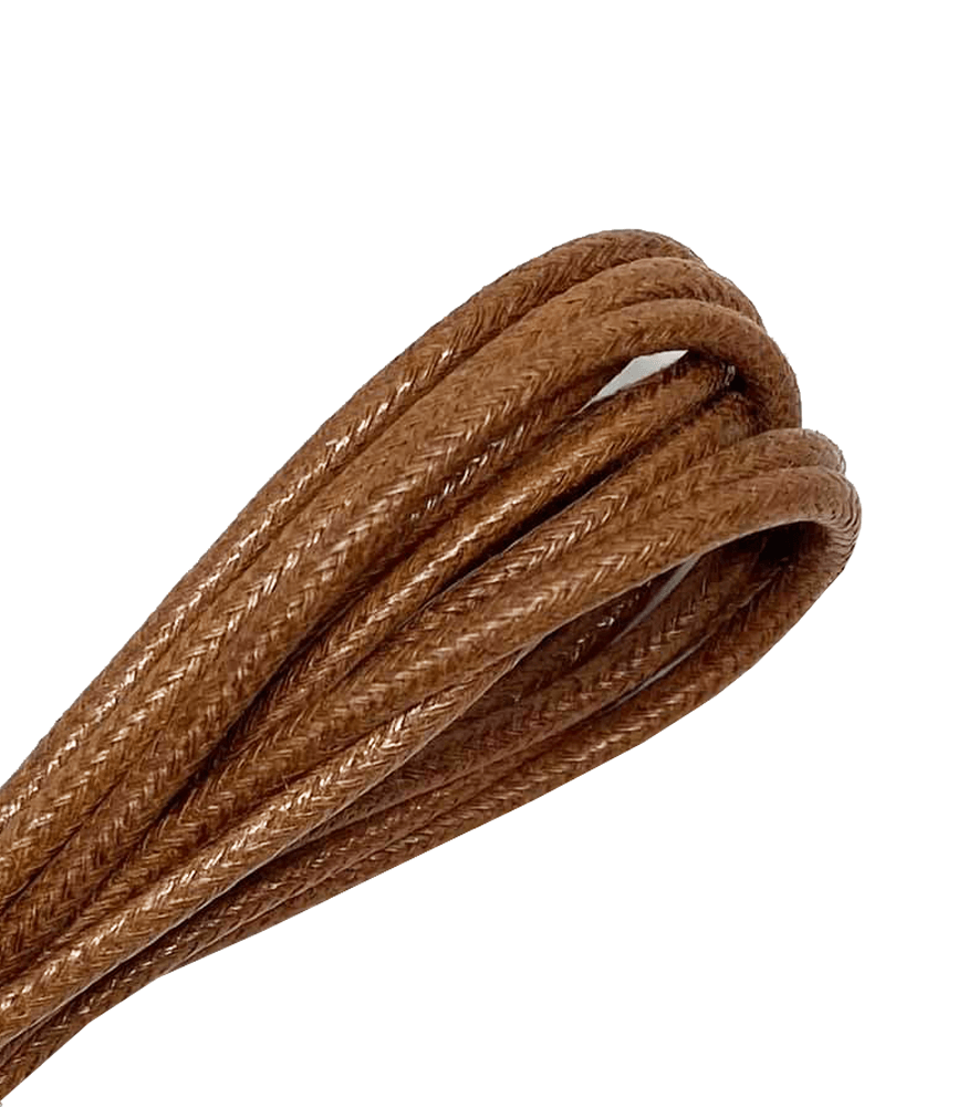 Thin round waxed hazelnut laces