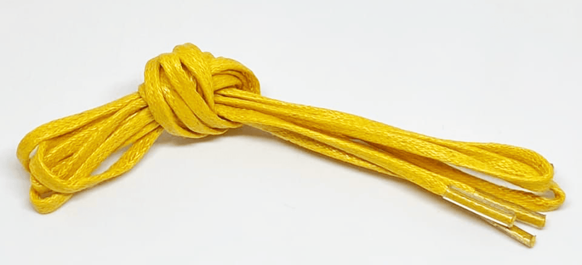 Thin flat waxed mustard yellow laces
