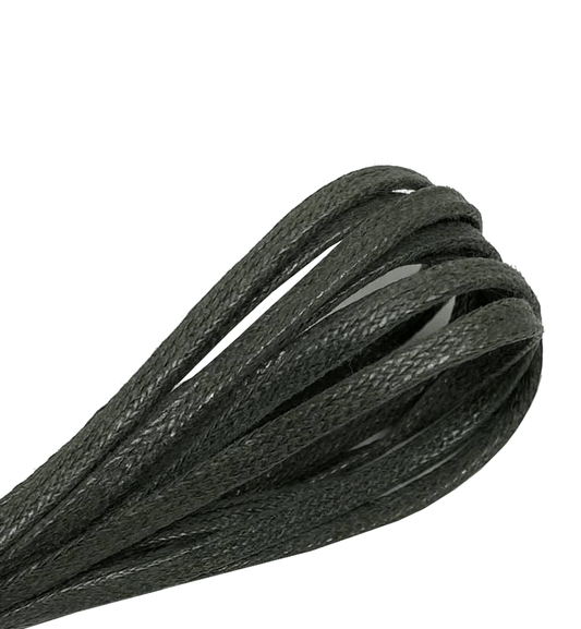 Thin flat waxed bronze green laces