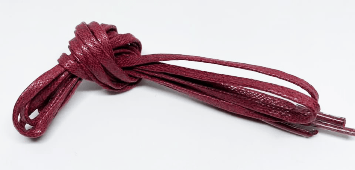 Thin waxed flat laces, wine-colored