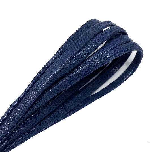 Thin waxed flat midnight blue laces