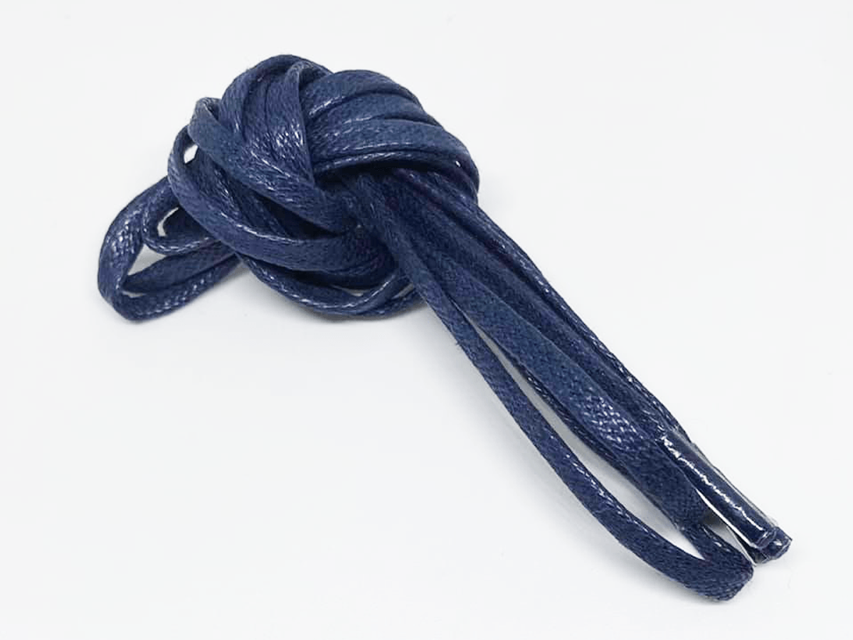 Thin waxed flat midnight blue laces