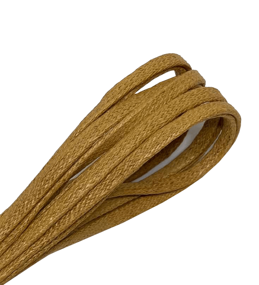Thin flat waxed caramel laces