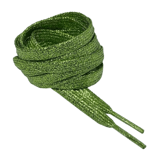 Lacets plats fins à paillettes thé vert