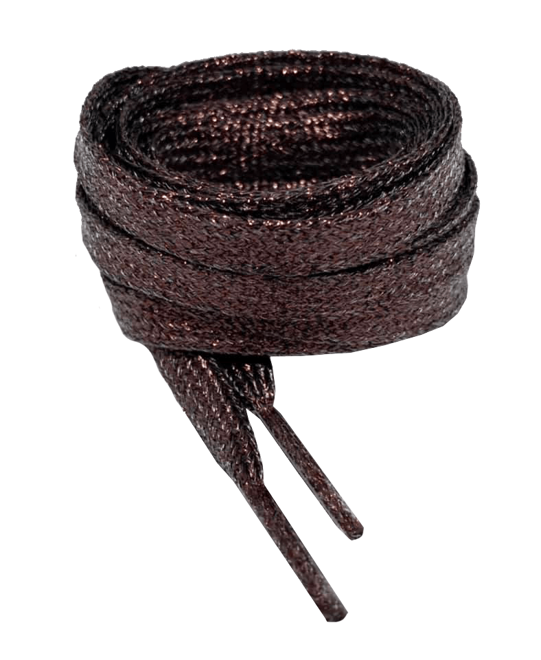 lacets plats fins à paillettes marron cuivré