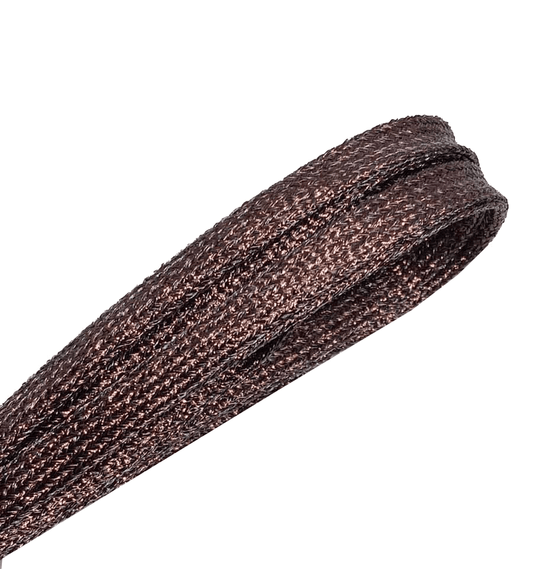 Lacets plats fins à paillettes marron cuivré