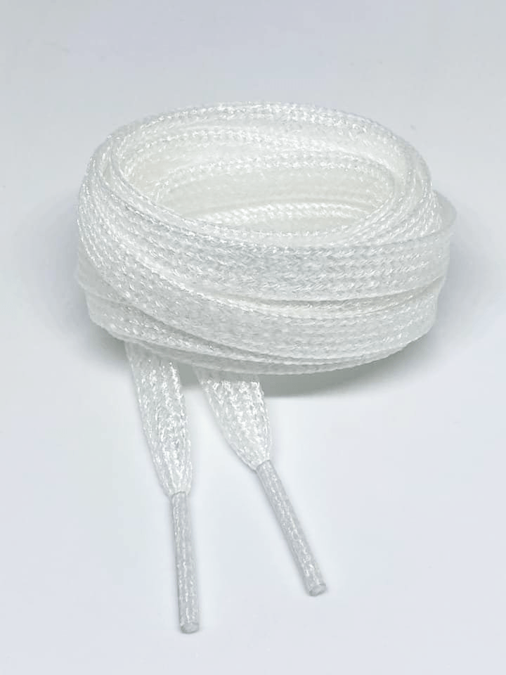 Lacets plats fins paillettes blanches