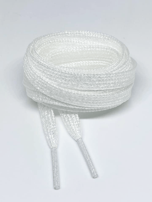 Lacets plats fins paillettes blanches
