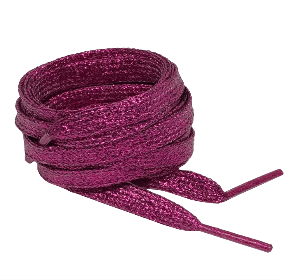 Lacets plats fins à paillettes rose fuchsia
