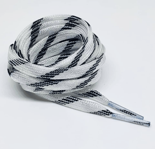 Thin flat two-tone black and white glitter laces