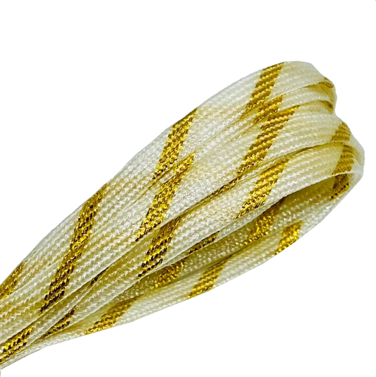 Thin flat two-tone white and gold glitter laces