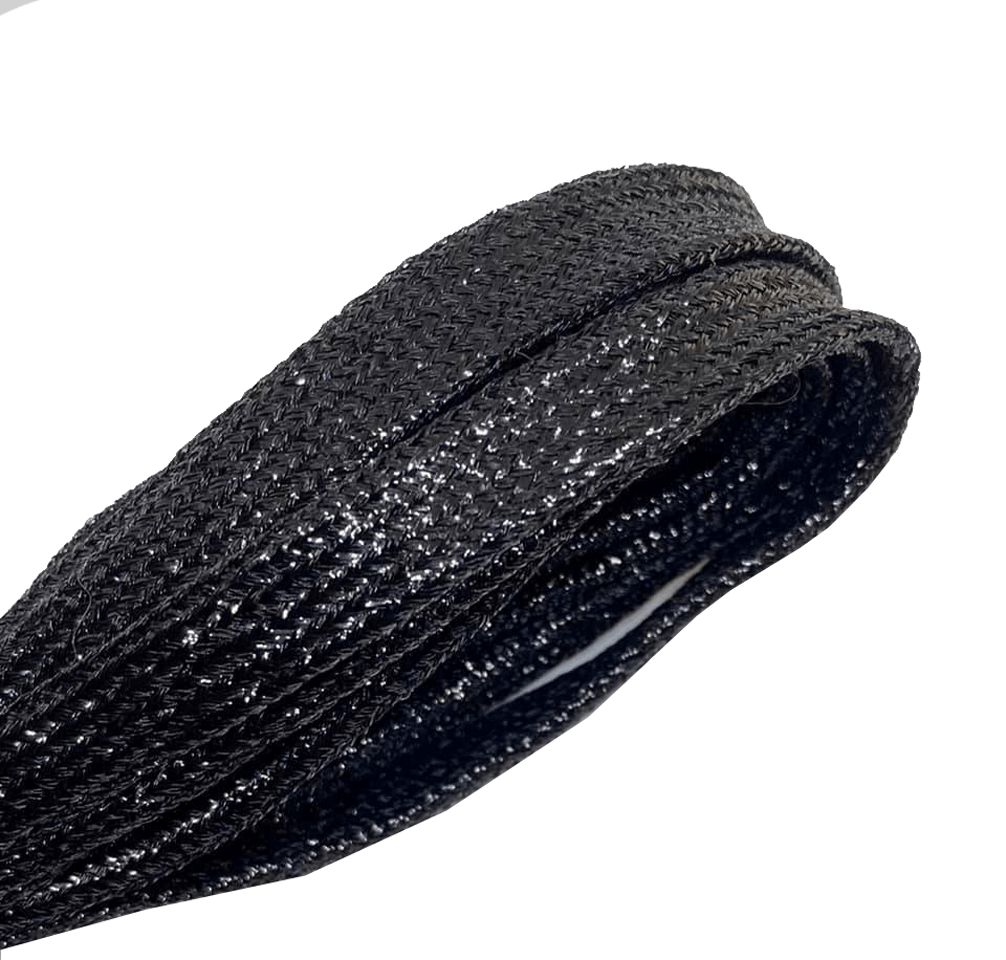 Black glittery Lurex flat laces
