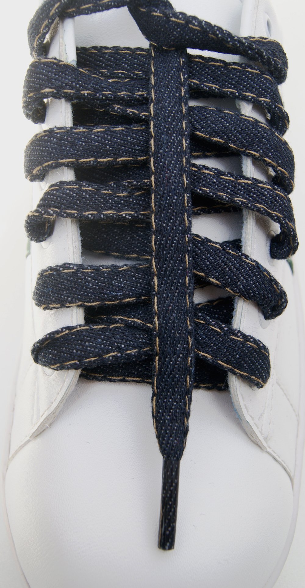Lacets en jeans épais bleu brut 100% coton