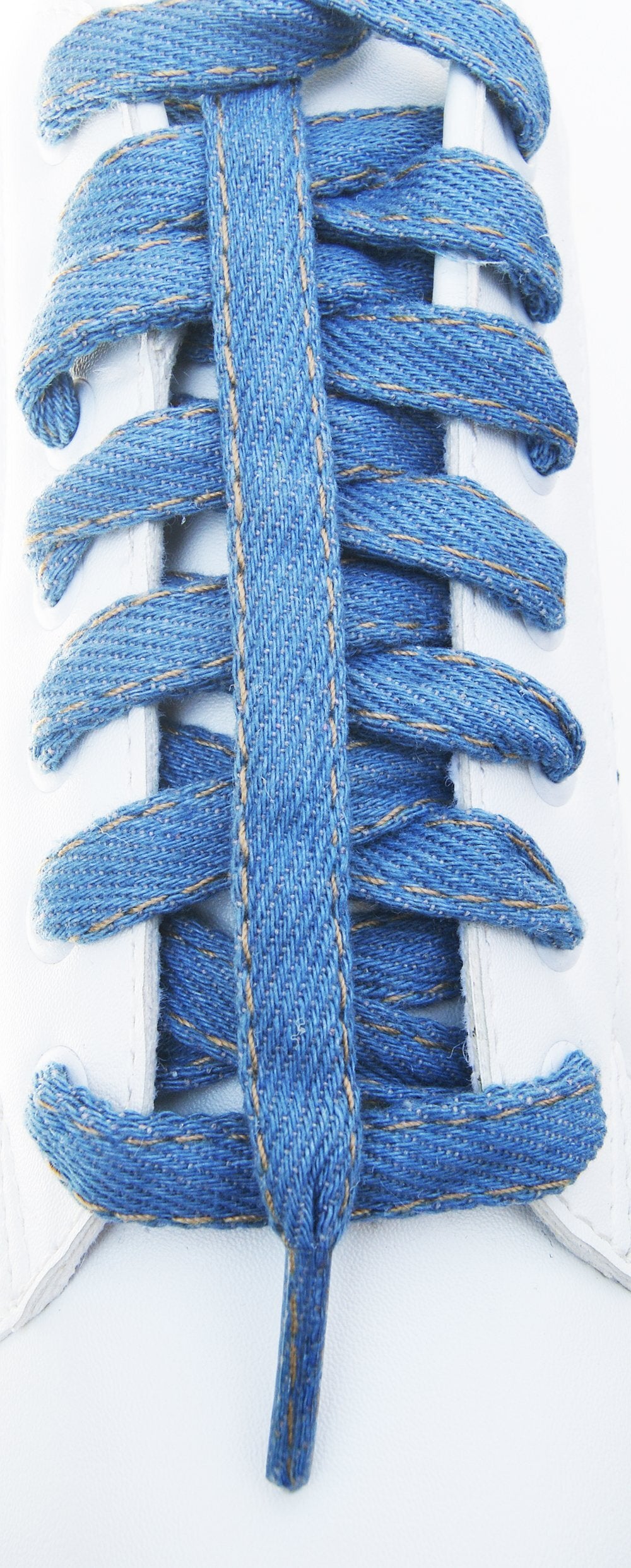 Lacets en jeans épais bleu clair délavé 100% coton