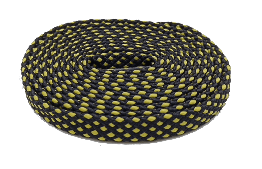 Lacets plats sport bicolores noir et jaune