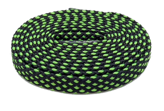 Lacets sports bicolores noir et vert fluo