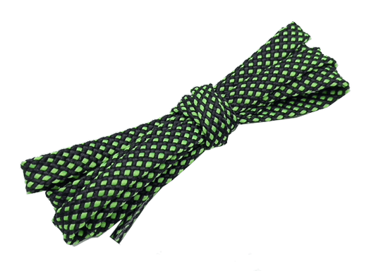 Lacets sports bicolores noir et vert fluo
